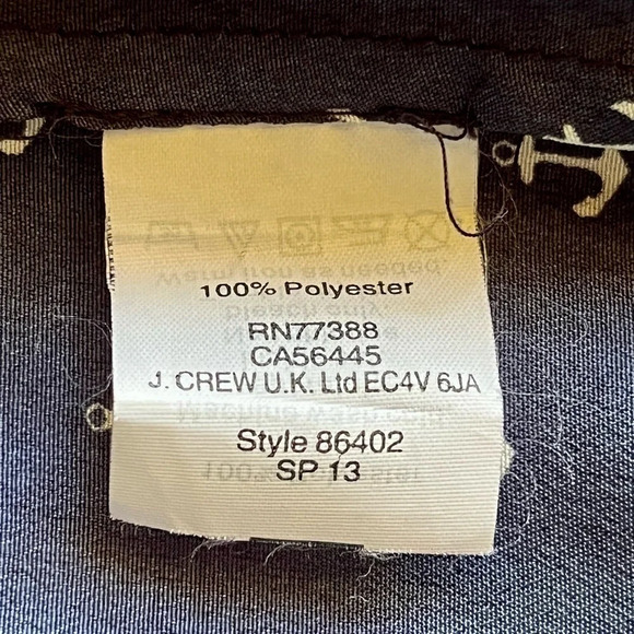 J. Crew Blue Nautical Anchor Blouse Beach Coastal XXS 3/4 sleeve Retro Y2k Prep - Picture 10 of 11